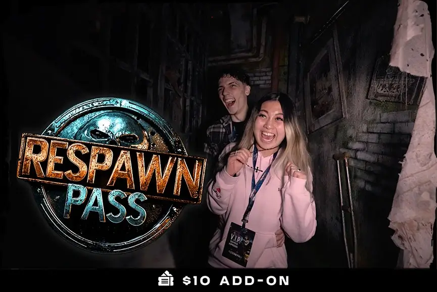 Group using Respawn Pass inside Sacramento Scream Park haunted house experience